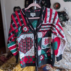 Vintage Susan Bristol Button Up Christmas Sweater